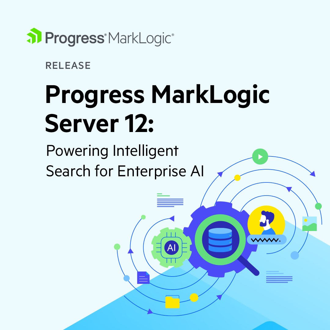 MarkLogic's tweet image. Progress MarkLogic Server 12 is here 💙 and brings our best search yet. Explore what’s new &amp;gt; prgress.co/4dIYSKi

#genAI #vectorsearch #marklogic #artificialintelligence #RAG