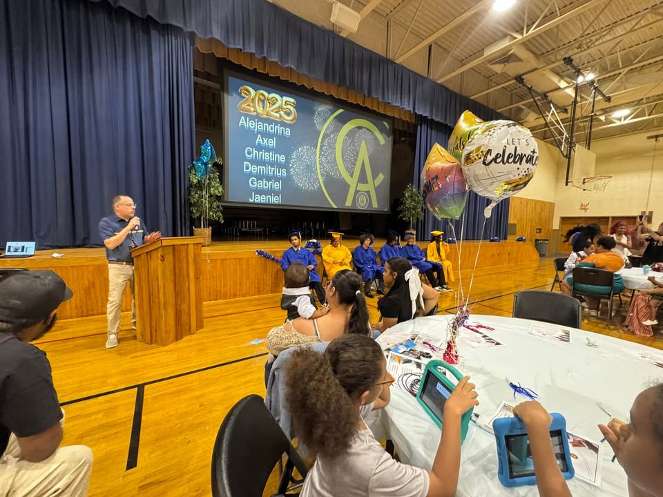 CACharterSchool's tweet photo. 💙💛🎓🥳Big congrats to the Crispus Attucks Charter School Class of 2025 – July Graduates! You rose to the challenge and crossed the stage with summer shine. The future is bright—just like you! 🌟 #CACS2025 #builtforwhatspossible https://t.co/jq67Xkti3i