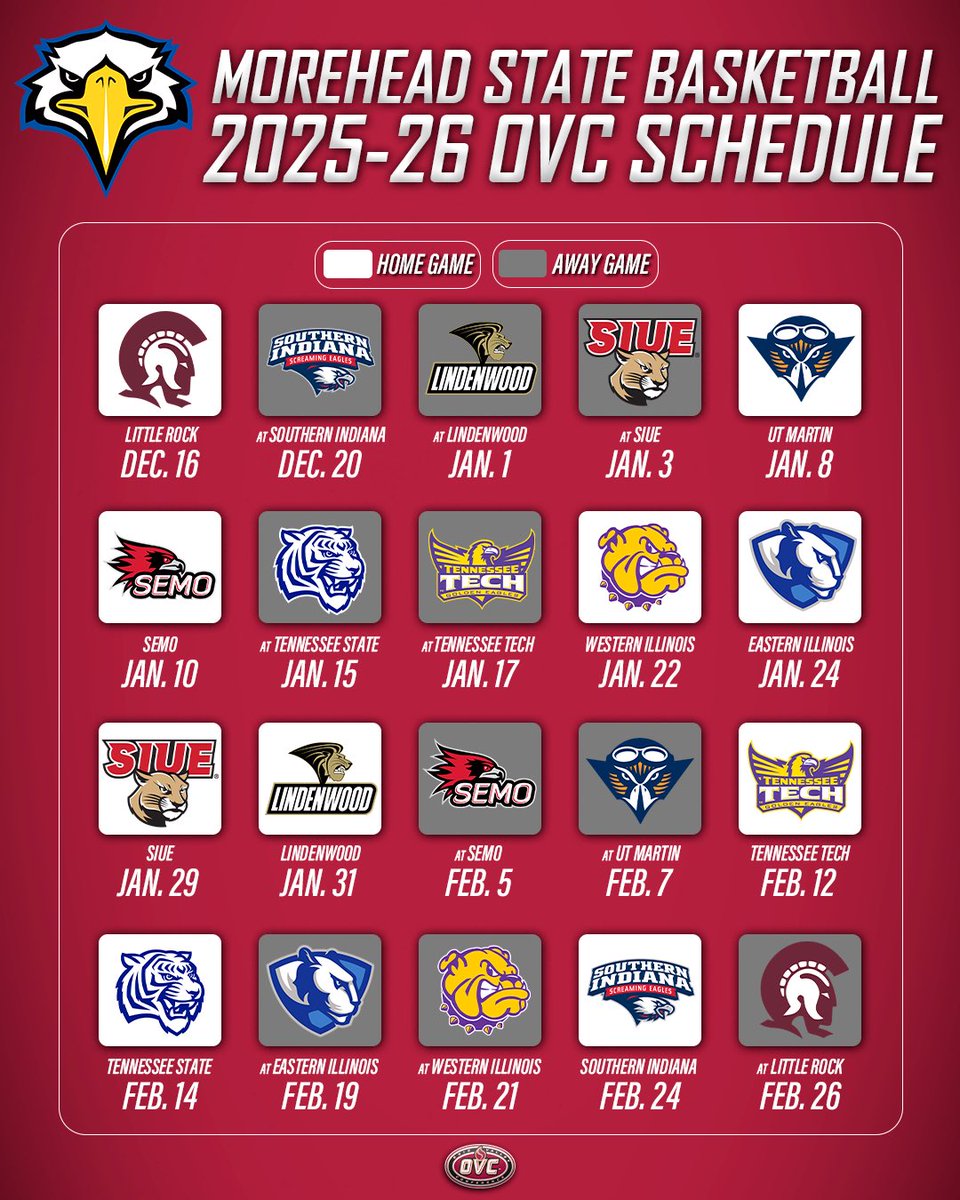 Morehead State Men’s &amp; Women’s Basketball OVC Schedule🏀🗓️

#SoarHigher | #OVCit