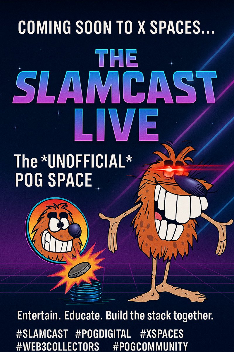 🚨 Coming Soon to X Spaces… 🎙️

THE SLAMCAST LIVE — the unofficial POG Space 💥
Where cardboard nostalgia meets digital slams.

We’re talking tubes, tokens, trades, and everything @POGDigital.

Educate. Entertain. Build the stack together. 🧢
#POGs aren’t just back… they’re