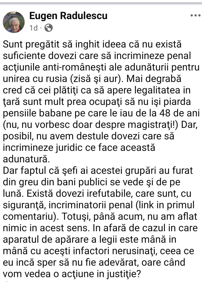 Prima iesire publica pe baza anchetei riseproject asupra sifonarii subventiei publice primite de AUR catre un apropiat al lui Simion si Lulea. Sursa: facebook, Eugen Radulescu, consilier BNR...spune ca furtul se vede de pe luna!😂😂😂 alooo DNA?