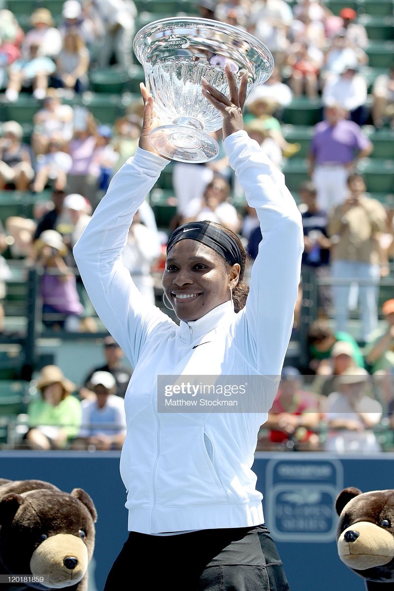 July 31, 2011

Ranked #169 Serena Williams defeated [3] Marion Bartoli 7-5, 6-1 to win her first Stanford title.

In the quarterfinals she defeated [2] Maria Sharapova 6-1, 6-3.

38 of 73. 🏆