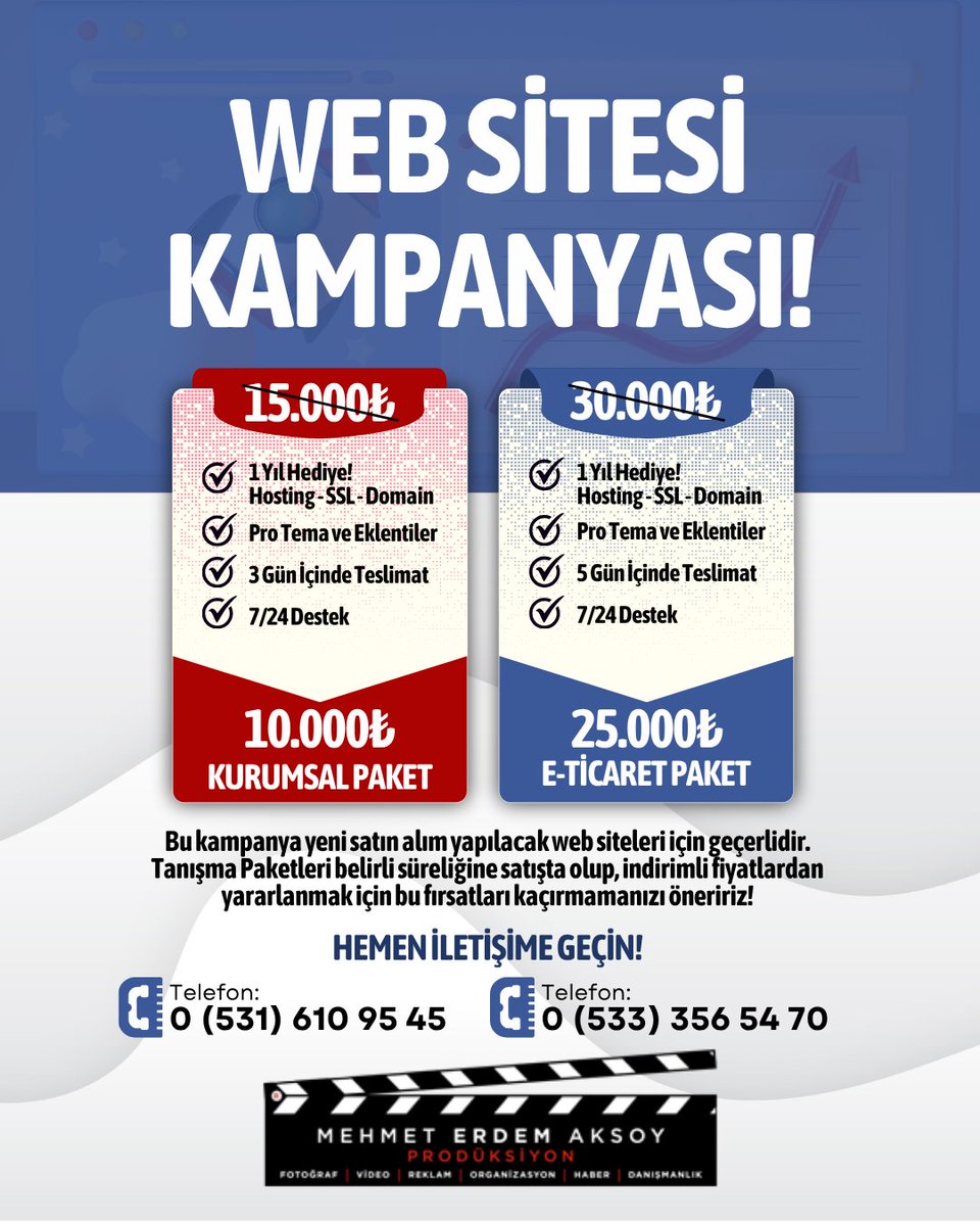 Kurumsal kimliğinizi oturtmanız için indirimli fiyatlarımızla kısa süreliğine sizlerleyiz! #Erzurum #WebSitesi