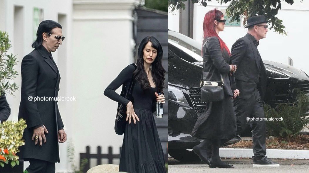 Marilyn Manson &amp; Slipknot's Corey Taylor arriving at Ozzy Osbourne funeral.