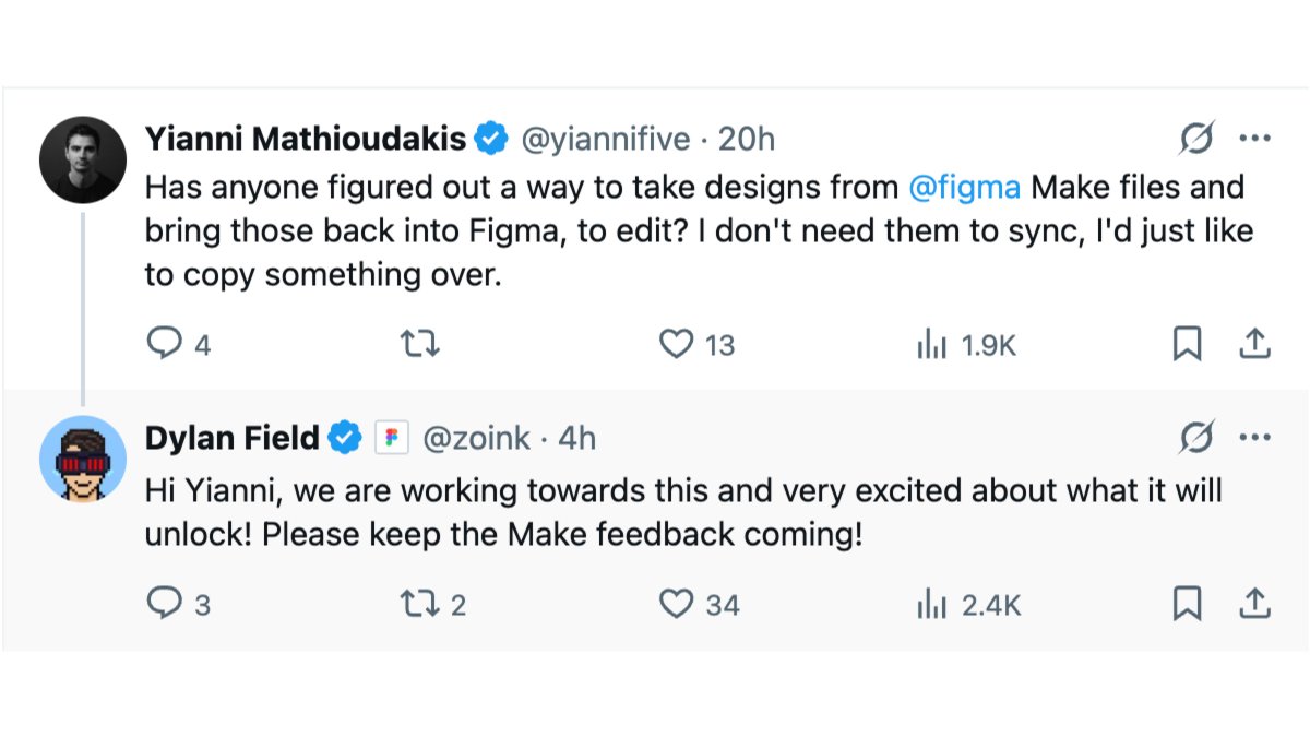 Figma CEO Dylan Field was responding to product feedback on X on IPO day