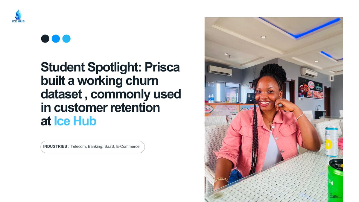 ICEHub_Africa's tweet photo. Turning customer loss into insight โ Prisca built a churn dataset from scratch at #IceHub. Data isn't just numbers, it's power. ๐๐ป #DataQueen
#NnewiTech #DataAnalytics #WomenInTech #GirlsWhoCodeNG https://t.co/f2wnvVNa0p