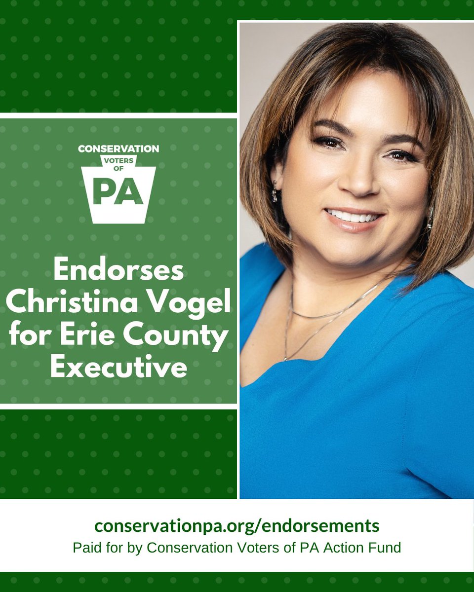 As the November 4 election approaches, we're fired up to share that we’ve endorsed these #Erie County candidates!
✅Christina Vogel for Erie County Executive
✅Jim Wertz for Erie County Council (District 2) (@wertzforerie)
conservationpa.org/endorsements/2…