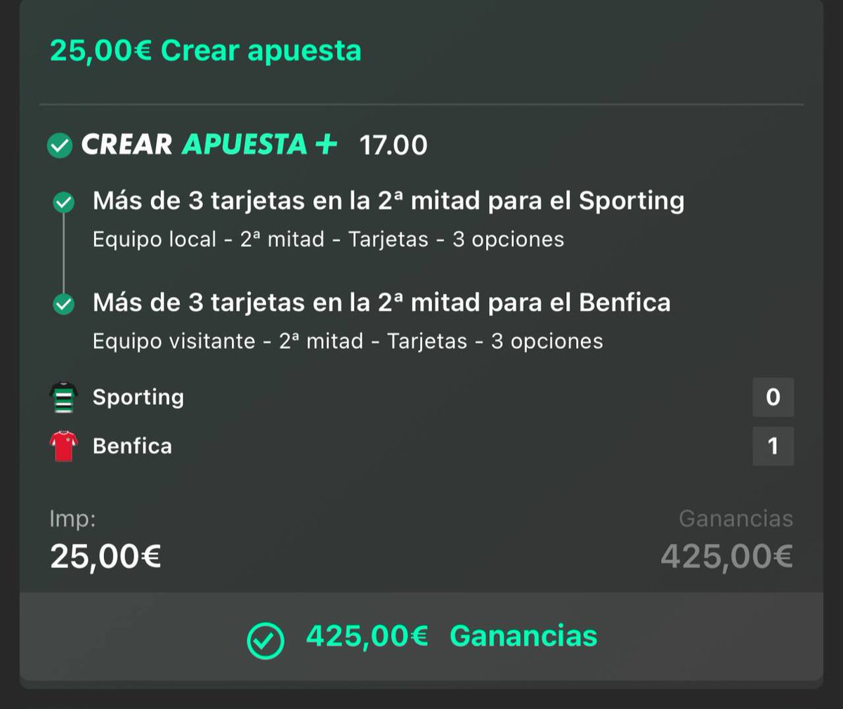 Últimamente estamos focus con las combis pero hoy ha salido esto 😈

Cuota 17 que clavamos como putos SNIPERS😏

❤️Fav y te paso la guisante