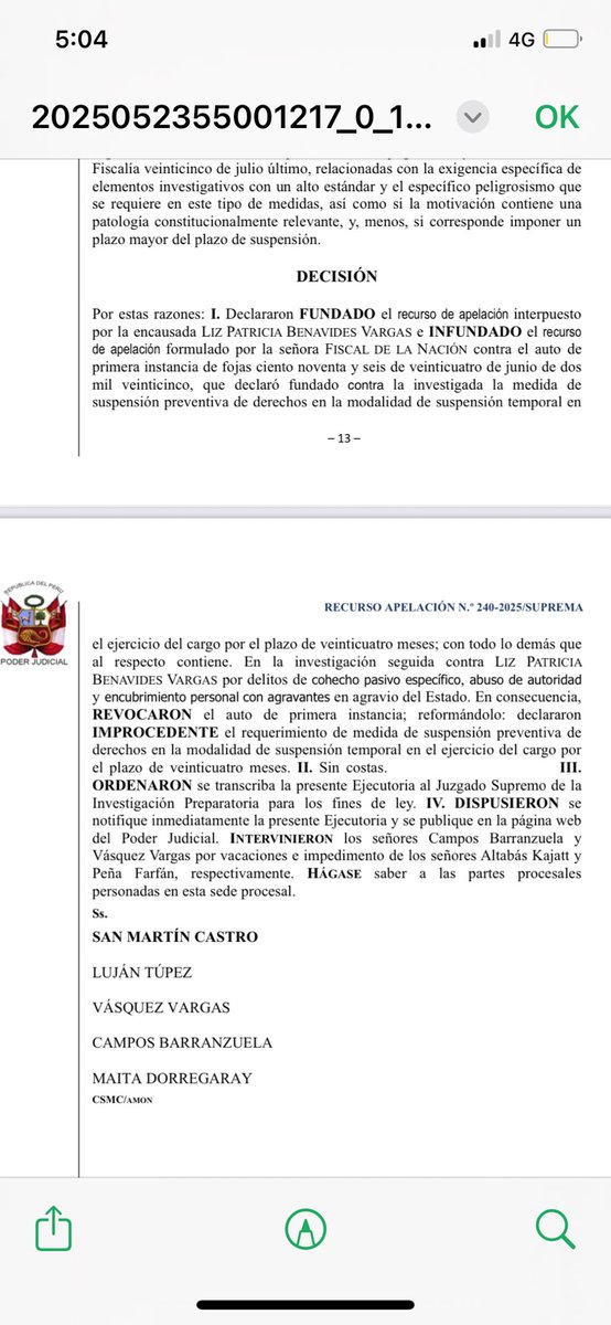 Jorge del Castillo (@jorgedcg) on Twitter photo Sala Penal de la Corte Suprema declaró Improcedente la suspensión de derechos de la Dra. Patricia Benavides Vargas.
Ahora debe cumplirse la decisión de la <a href="/JNJPeru/">Junta Nacional de Justicia</a> de reponerla como Fiscal Suprema.
Es de Justicia! Sala Penal de la Corte Suprema declaró Improcedente la suspensión de derechos de la Dra. Patricia Benavides Vargas.
Ahora debe cumplirse la decisión de la <a href="/JNJPeru/">Junta Nacional de Justicia</a> de reponerla como Fiscal Suprema.
Es de Justicia!