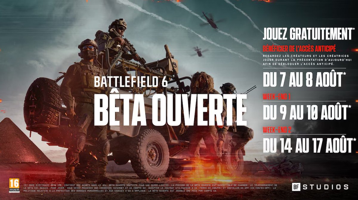 La BETA de #Battlefield6 arrive très très très très vite !

Venez récupérez vos clés BETA sur notre stream : twitch.tv/bf_nationtv