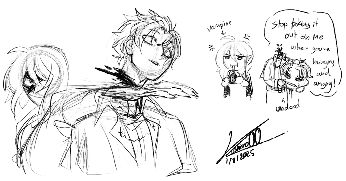 Bad_Kushiro00's tweet photo. Character relationships

Caesar is a calm and dignified vampire, but they tend to go berserk when hungry for blood.

Jingle will be Caesar's emotional field because he is an undead.

#FallingDreams #FDP #FDverse #FallingDreamsVerse #FallDrmFandom #FallingDreamsProject #Kushiro00 https://t.co/4AW74qMVM3