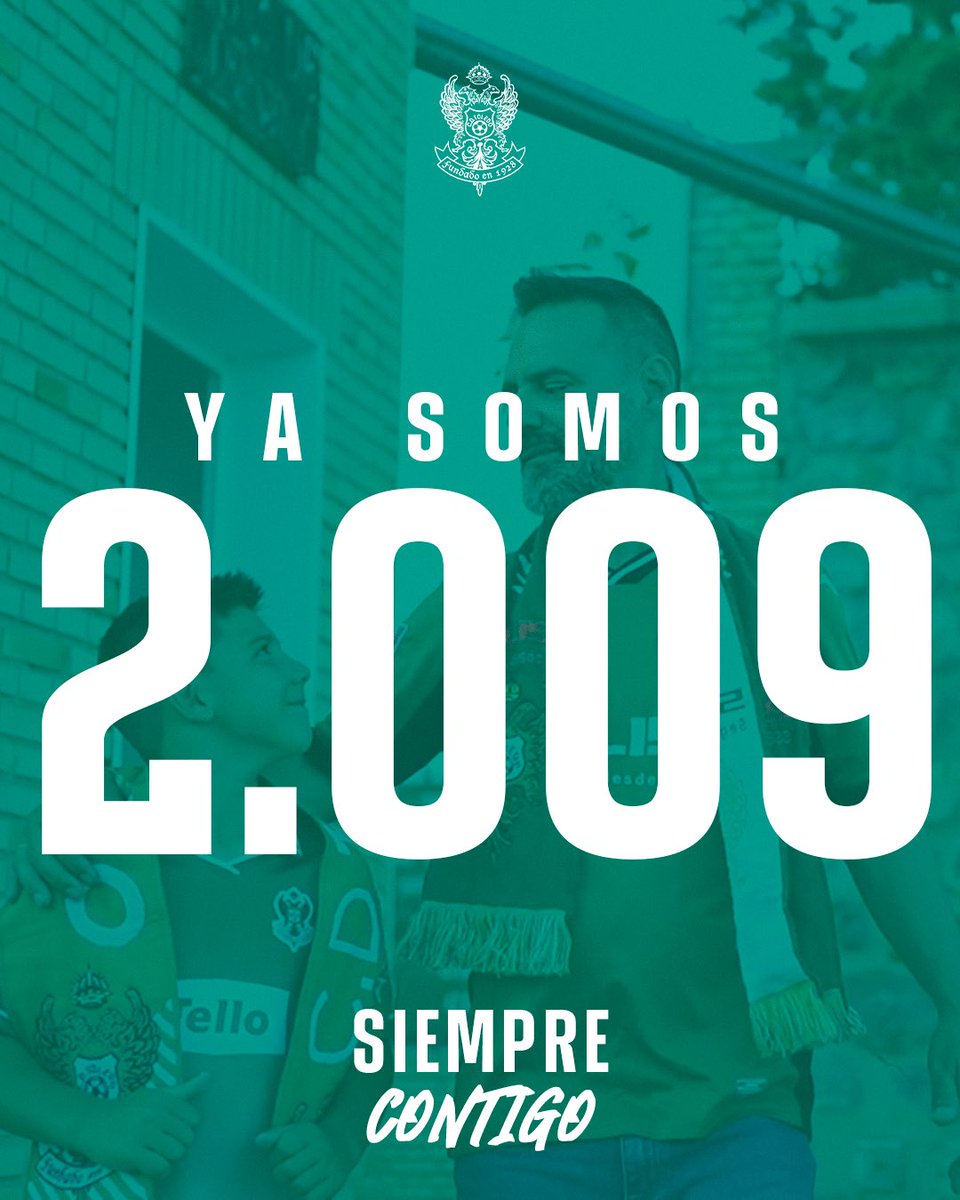 💚🤍 𝑳𝒂 𝒗𝒊𝒄𝒕𝒐𝒓𝒊𝒂 𝒆𝒔 𝒔𝒖 𝒂𝒇𝒊𝒄𝒊𝒐́𝒏 🤍💚

La familia verdiblanca no para de crecer. Acabamos de superar la barrera de los 2️⃣.0️⃣0️⃣0️⃣ abonados. 

Recordad que a partir de las 23:59 se liberan todos los asientos no renovados.

🪪: cdtoledo.compralaentrada.com