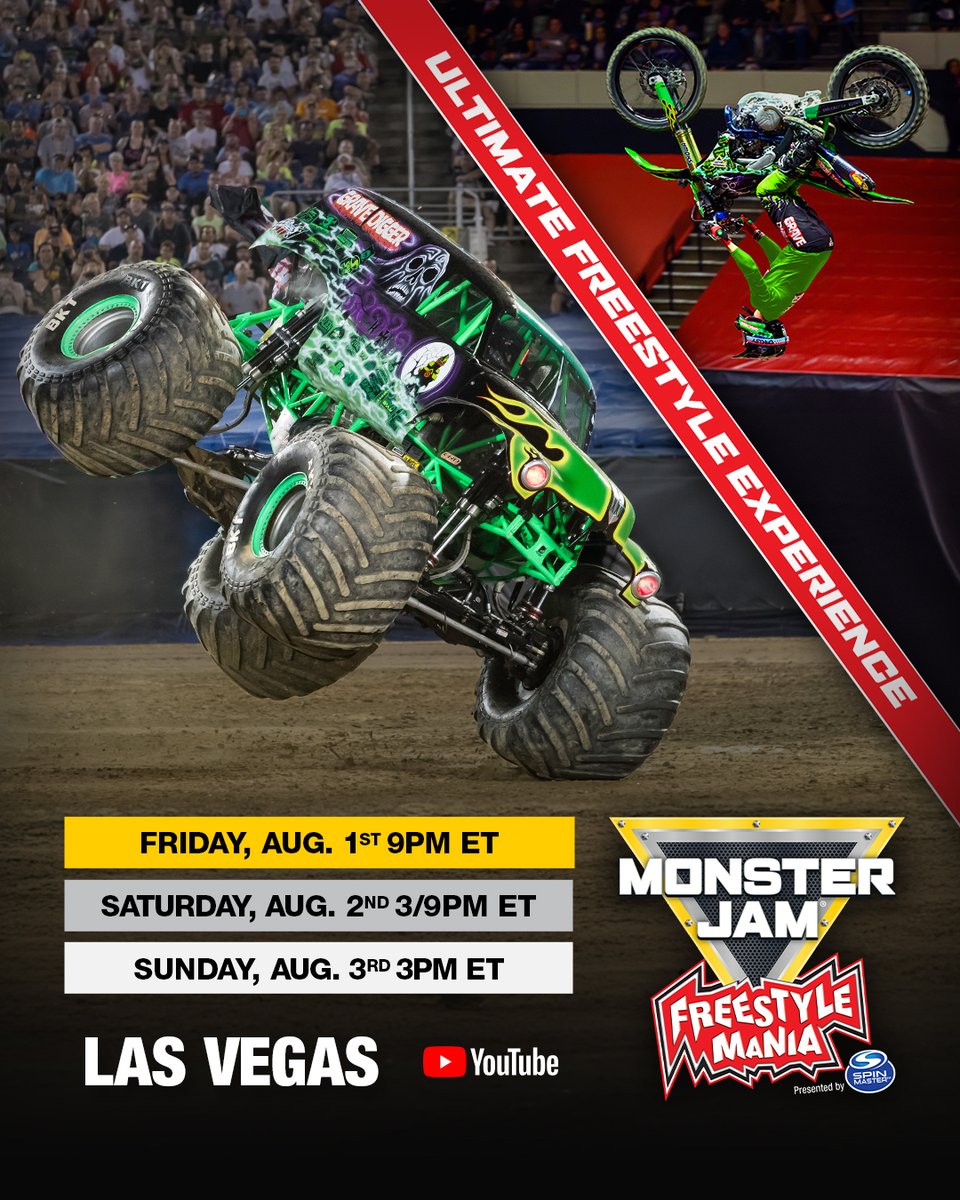 📺 Tune-in to the Monster Jam LIVE STREAM this weekend! Subscribe to our Monster  Jam YouTube channel so you never miss an event. #MonsterJam #MonsterTrucks  #FreestyleMania #Spinmaster #LasVegas #Orlando #Sunrise, image size:960x1200