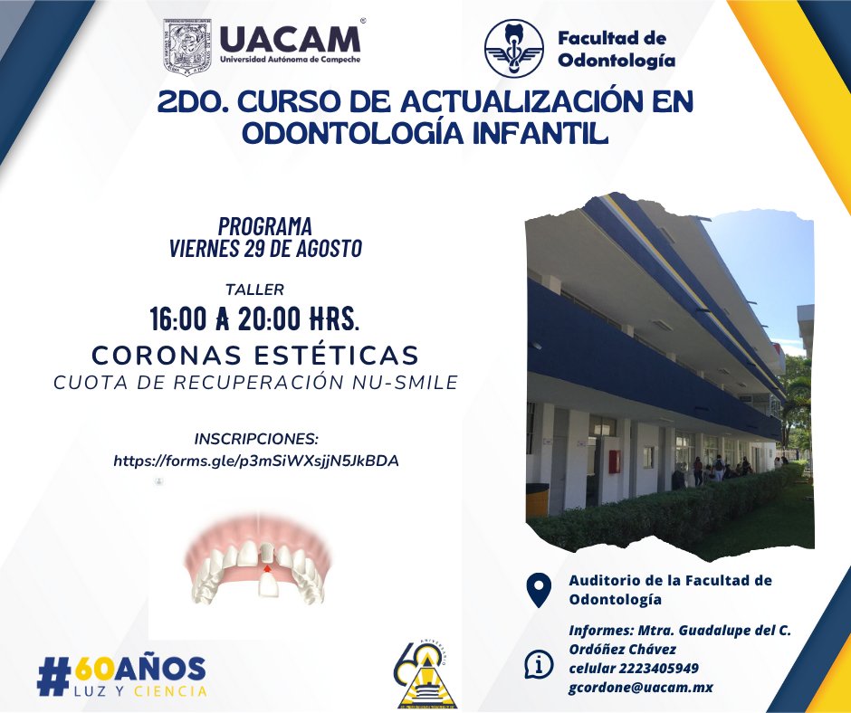 facodouac's tweet photo. 2do. Curso de Actualización en Odontología Infantil

El taller del Viernes 29 de Agosto tiene cuota de recuperación
Inscripciones:
https://t.co/irL1063Ycd https://t.co/gUyqBvEpSo