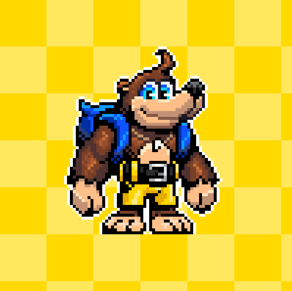 More Banjo, but this time with more details🐻
Kazooie will appear soon🐦

#banjokazooie #pixelart #Nintendo #gamedevelopment