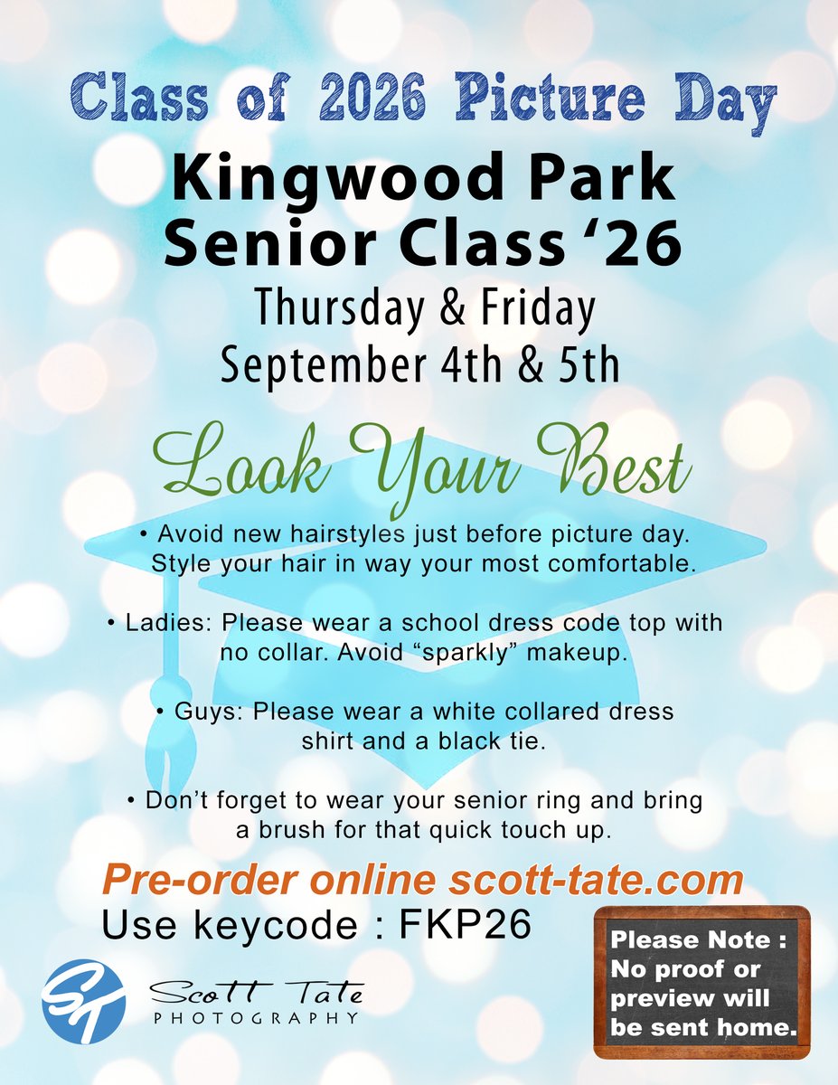 Scott Tate Photography (@scotttatephoto) on Twitter photo KPark Class of 2026 Cap & gown picture day is almost here!
Be ready...here's a few tips from scott-tate.com to make your pictures awesome! Pre-order using your school's code. Note: NO PROOF for Fall.
<a href="/HumbleISD/">Humble ISD</a> <a href="/HumbleISD_KPHS/">Kingwood Park HS</a>
#STPhoto #schoolpictureday #cameraready KPark Class of 2026 Cap & gown picture day is almost here!
Be ready...here's a few tips from scott-tate.com to make your pictures awesome! Pre-order using your school's code. Note: NO PROOF for Fall.
<a href="/HumbleISD/">Humble ISD</a> <a href="/HumbleISD_KPHS/">Kingwood Park HS</a>
#STPhoto #schoolpictureday #cameraready