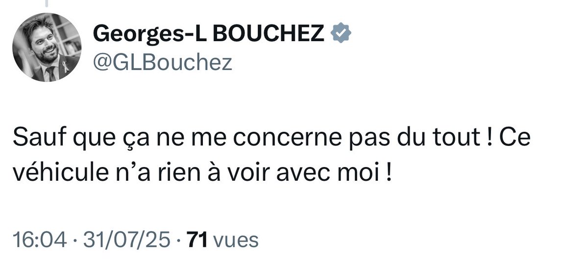 Il est président d’un parti dont le siège est à Bxl. Parti qui a 1 pool de voitures. Il a 1 chauffeur. Le véhicule est régulièrement verbalisé à Mons. Où il réside (le président, pas le chauffeur). Président qui reconnaît par ailleurs l’avoir conduite (ou sa compagne). MAIS ⤵️