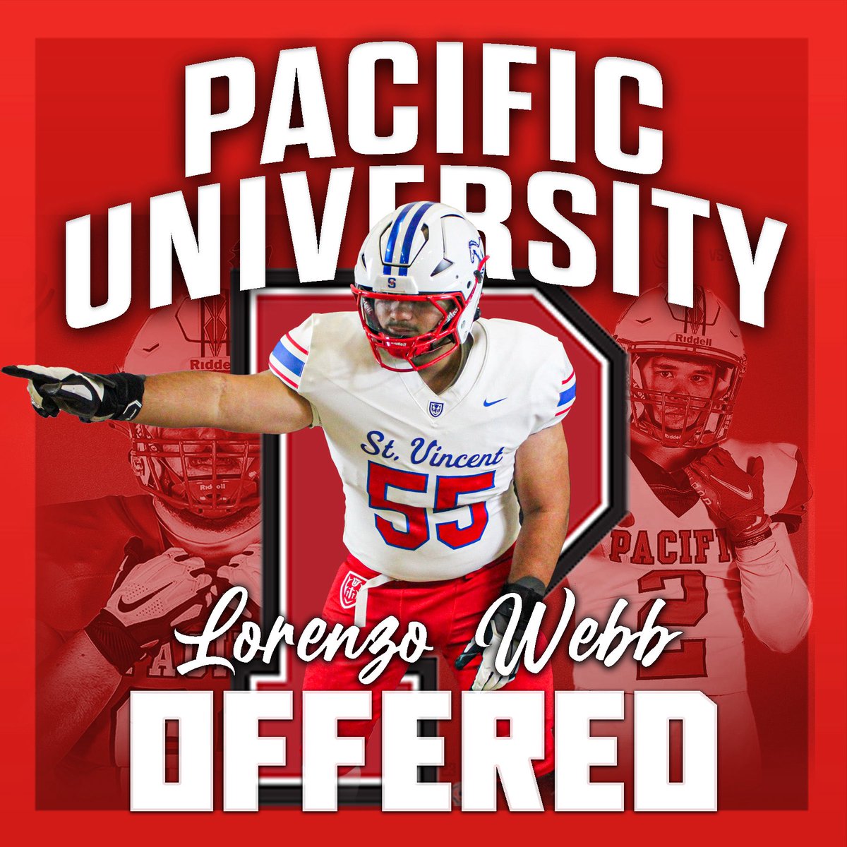 St. Vincent de Paul College Prep Football (@svhs_fb) on Twitter photo Congratulations to <a href="/Lorenzowebb_55/">Lorenzo Webb</a> for receiving an offer from Pacific University!
<a href="/Boxer_Football/">Pacific Football</a> | <a href="/CoachJCraft/">Coach Jim Craft</a> Congratulations to <a href="/Lorenzowebb_55/">Lorenzo Webb</a> for receiving an offer from Pacific University!
<a href="/Boxer_Football/">Pacific Football</a> | <a href="/CoachJCraft/">Coach Jim Craft</a>