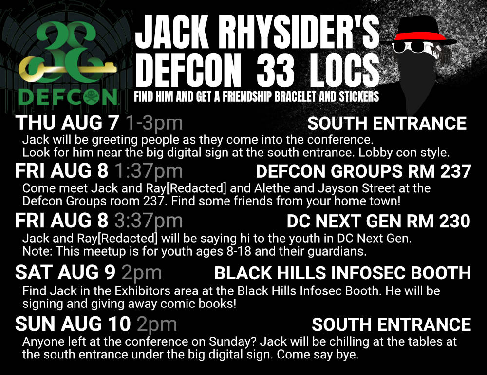 I'll be at <a href="/defcon/">DEF CON</a> next week and would absolutely love to meet you! I look just like I look in my profile pic. Let's become friends.