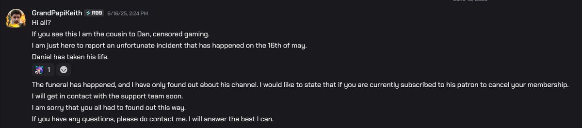 <a href="/Nidstang__/">Nidstang</a> <a href="/CensoredGaming_/">Censored Gaming</a> Sadly no joke his cousin confirmed it on discord
