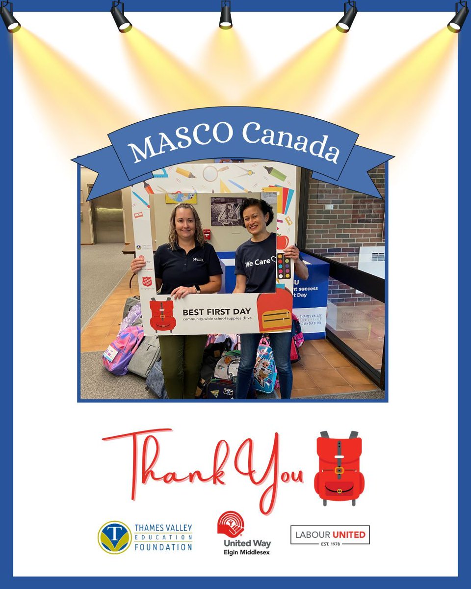 A big thank you to MASCO Canada who dropped off 39 filled backpacks for the #BestFirstDay drive this morning! We appreciate your support!