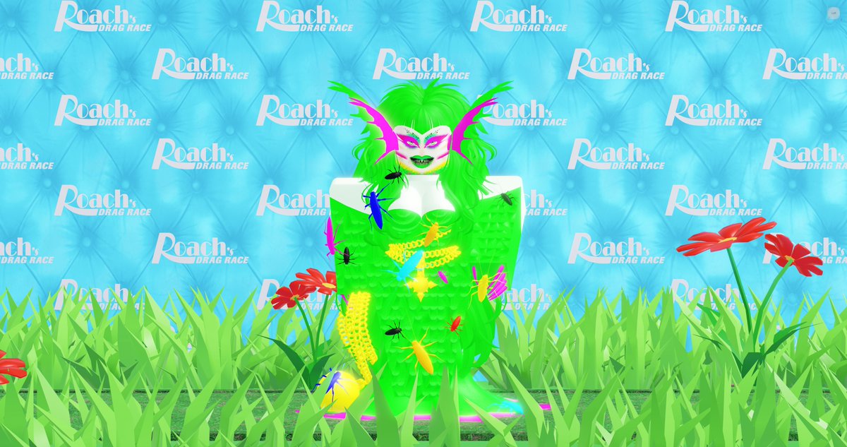 Season 1 roaches have begun walking the carpet for the premiere of Roach's Drag Race!

Rubber Doll stuns in archival Nonstandard lagoon monster couture.

#RoachsDragRace
