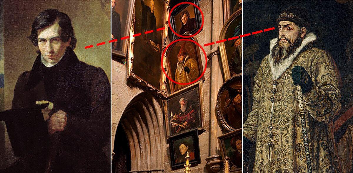 Russia's tweet photo. Happy Birthday, @harrypotter! 🎂⚡

#FunFact: In Dumbledore’s office, some portraits are based on real Russian art 😱

Ivan the Terrible by #Vasnetsov, poet Kukolnik by #Bryullov, #Repin’s wife in traditional dress, and even a stern protodeacon.

Albus was an art connoisseur 🧐 https://t.co/OUYGnfTeB9