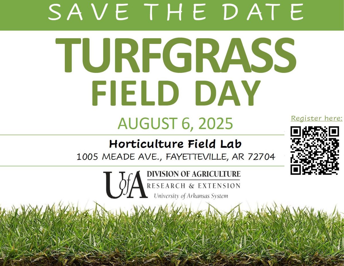 Come see these smiling faces next week at our Turfgrass Field Day on August 6. Join our U of A Turfgrass Sciences Team, see the latest research, and get expert tips on turf management.

Scan the QR  or click the link to learn more &amp; register.  aaes.uada.edu/events/2025-tu…