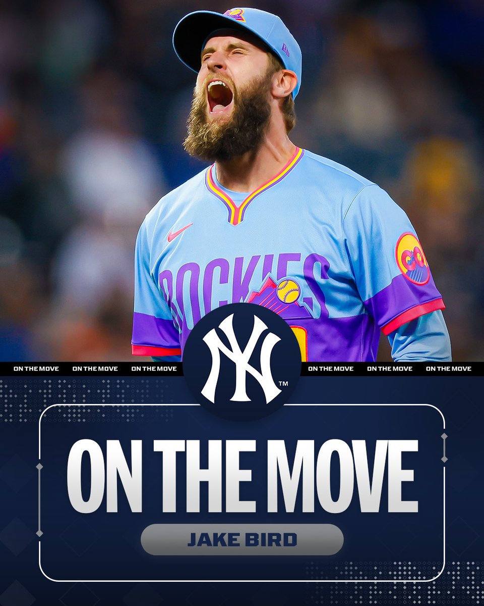 MLB's tweet image. Yankees reportedly acquire RHP Jake Bird from the Rockies, per multiple reports including MLB's @Feinsand.