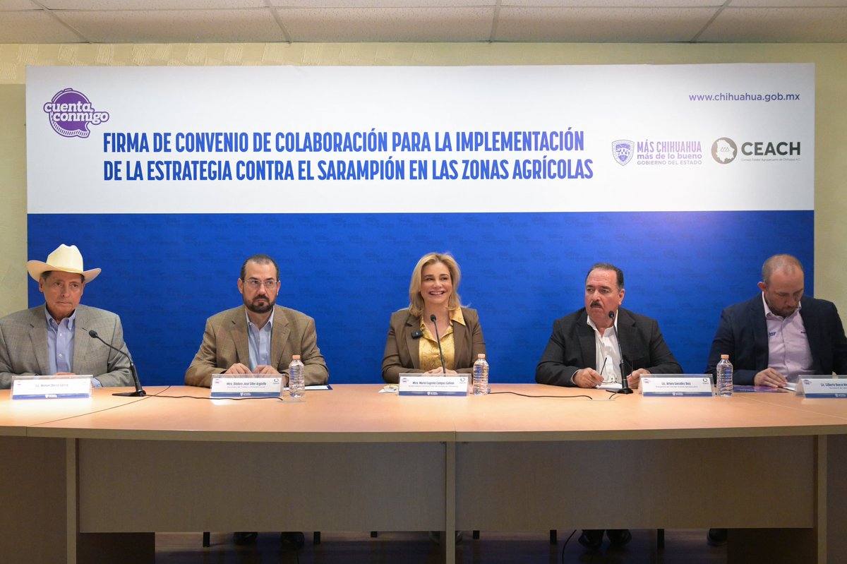 💉🤝 Hoy firmamos un convenio muy importante con el Consejo Estatal Agropecuario.

Juntos, gobierno y productores, nos unimos para llevar la vacunación contra el sarampión a cada rincón del campo chihuahuense.

Porque cuidar la salud de quienes trabajan la tierra también es