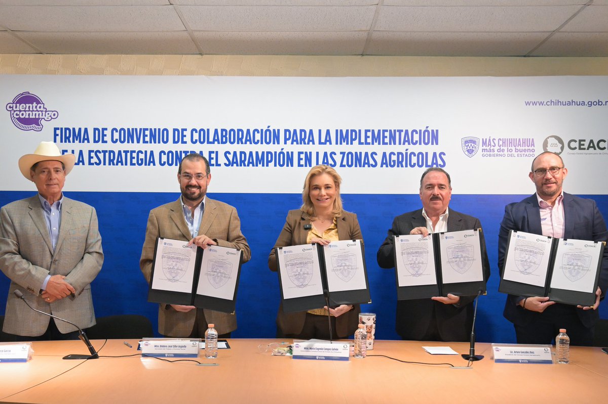MaruCampos_G's tweet photo. 💉🤝 Hoy firmamos un convenio muy importante con el Consejo Estatal Agropecuario.

Juntos, gobierno y productores, nos unimos para llevar la vacunación contra el sarampión a cada rincón del campo chihuahuense.

Porque cuidar la salud de quienes trabajan la tierra también es sembrar un mejor futuro. ¡Cuenta conmigo!