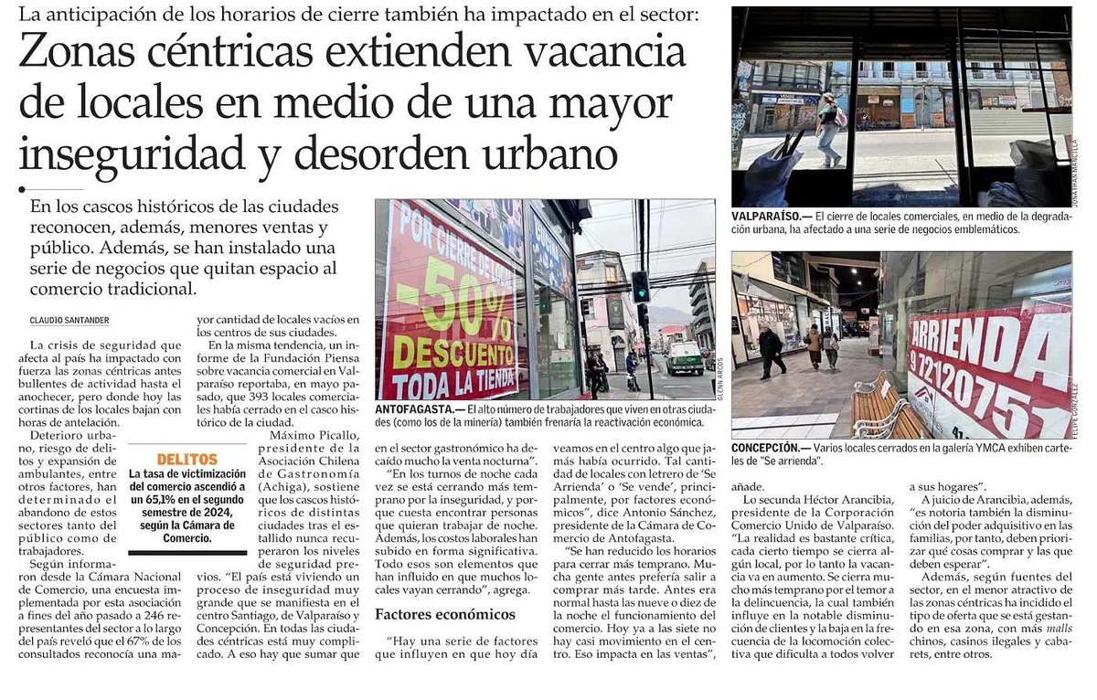 🔒🏬 Aumenta la vacancia de locales en zonas céntricas por inseguridad, comercio informal y baja en ventas.
El 67% percibe más cierres en sus ciudades.
¡Urge recuperar espacios para emprender!

#MultigremialEmprendedores #ComercioLocal #SeguridadYa