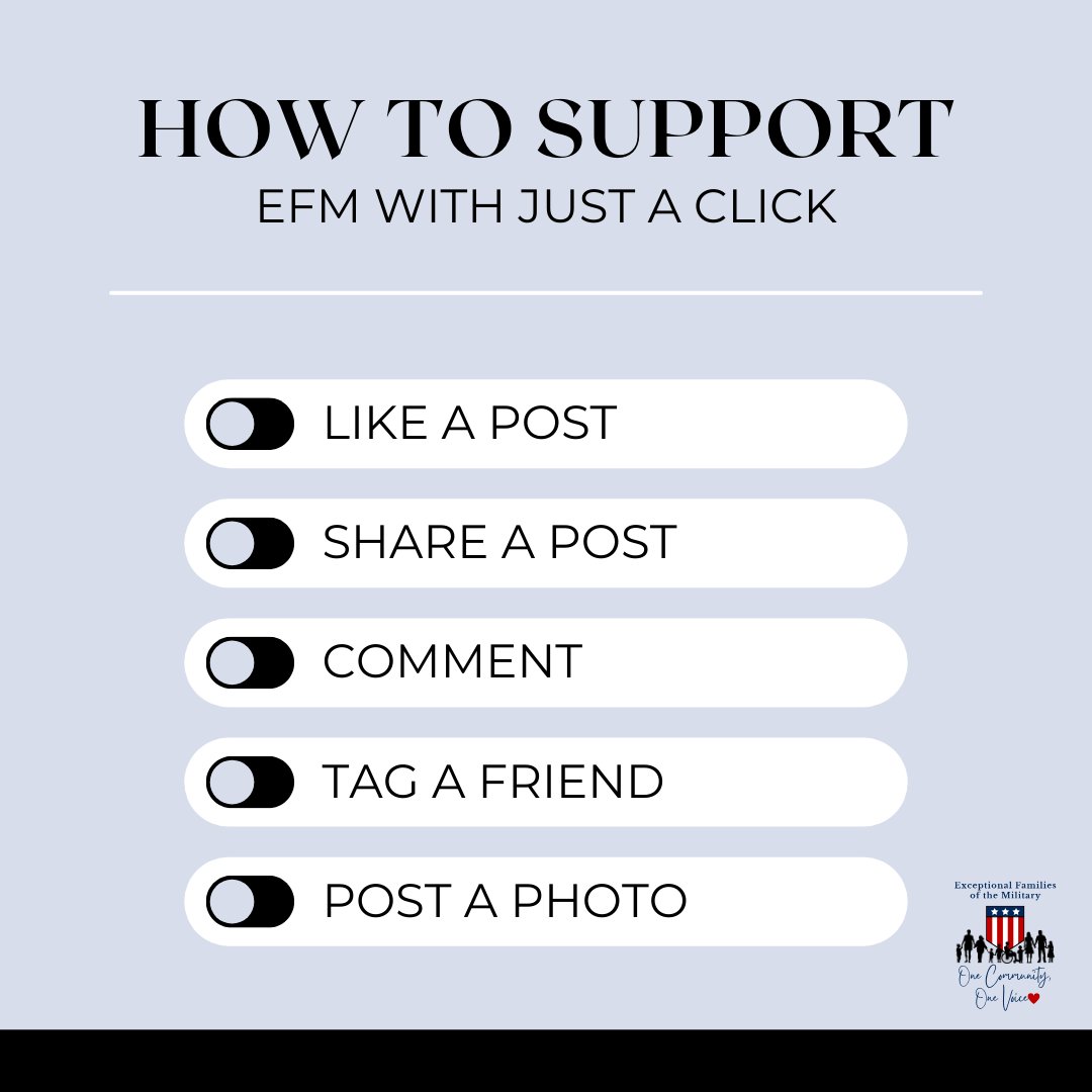 Are you a supporter of #EFMVoice, but aren't sure how to contribute more?  Here are some easy ways to #support our #mission and spread the hard work EFM does for #EFMP families.