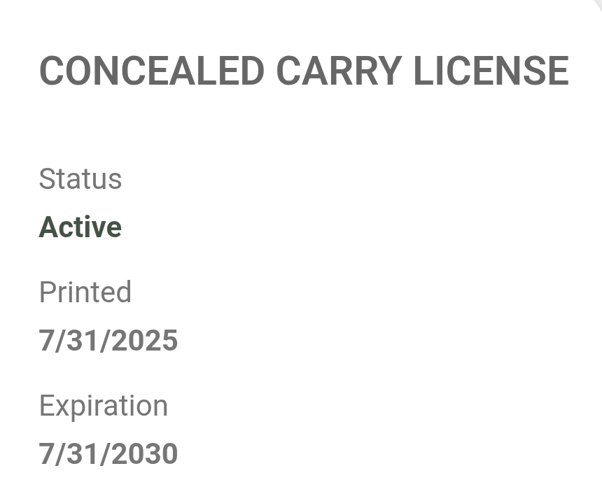 Finally.

I can legally carry my firearm in this shitty state.