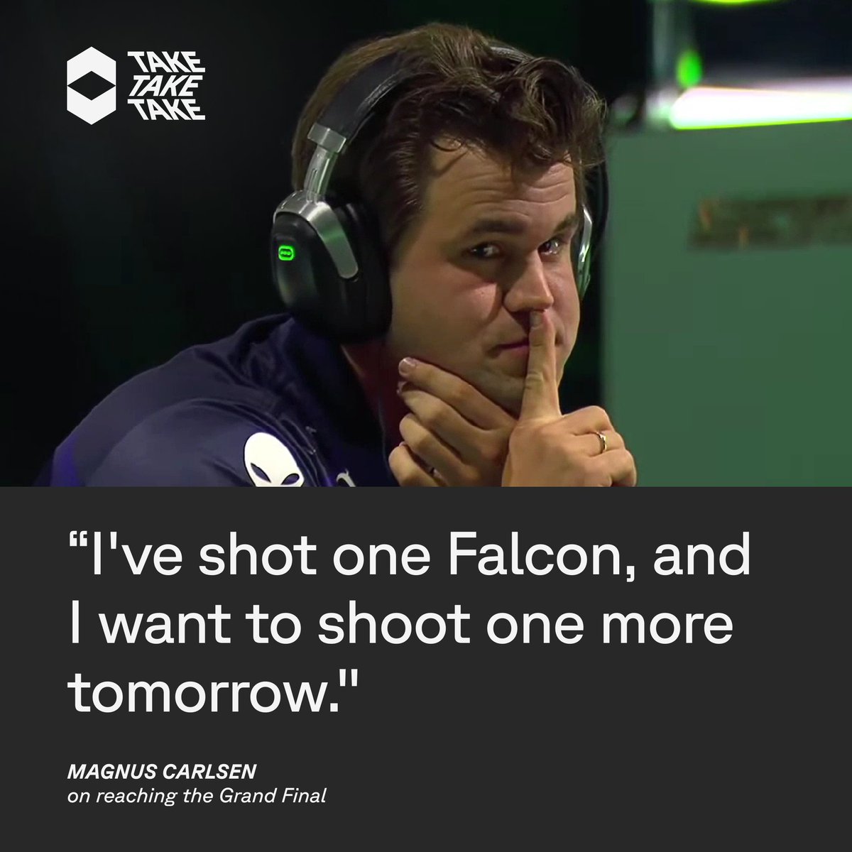 TakeTakeTakeApp's tweet photo. "I've got my bow and arrow ready. I've shot one Falcon, and I want to shoot one more tomorrow."
— Magnus Carlsen on reaching the Grand Final https://t.co/n7hn2fPv1o