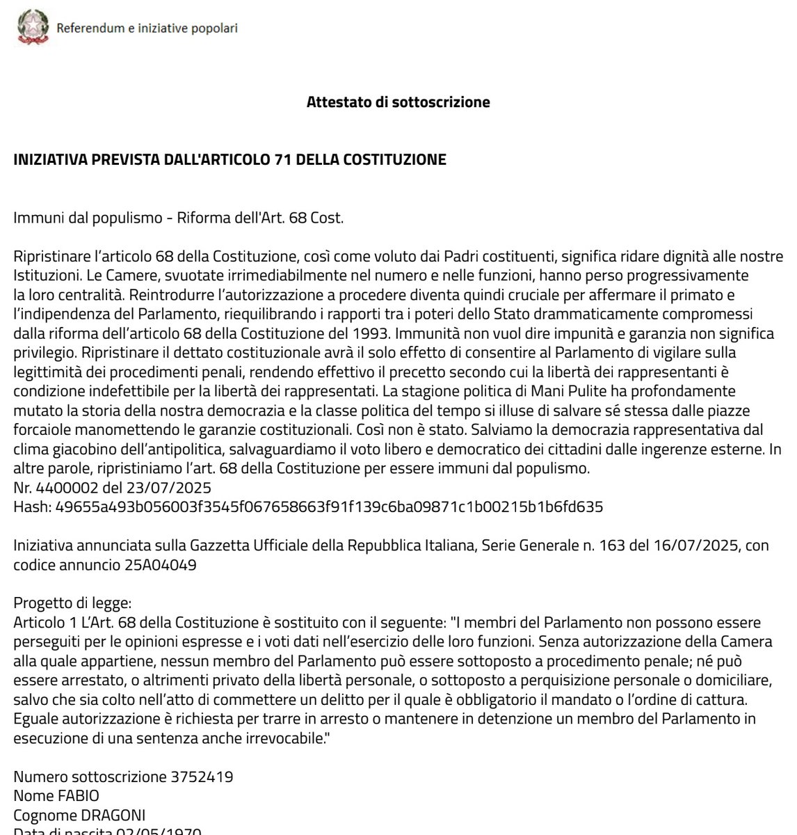 Fabio Dragoni (@fdragoni) on Twitter photo È qui che potete sostenere l'iniziativa di <a href="/fleinaudi/">Fondazione Luigi Einaudi</a> per la reintroduzione dell'immunità parlamentare così come concepita dai padri costituenti. Io ho già firmato attraverso SPID firmereferendum.giustizia.it/referendum/ope… È qui che potete sostenere l'iniziativa di <a href="/fleinaudi/">Fondazione Luigi Einaudi</a> per la reintroduzione dell'immunità parlamentare così come concepita dai padri costituenti. Io ho già firmato attraverso SPID firmereferendum.giustizia.it/referendum/ope…