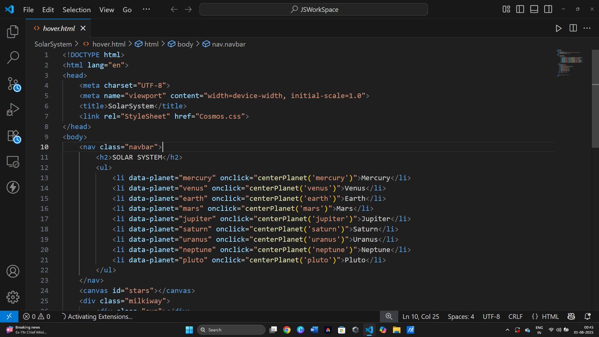 rishabhgiri024's tweet image. 🚀 Just wrapped up my &quot;🌠Interactive #SolarSystem” Front-End project!  – Built to help students #explore about planets in a fun &amp;amp; intuitive way.

✨ Clickable planets
🧠 Learning-focused
📱 Responsive UI
🎯 Vision: Make #Spaceeducation engaging!

🔗 #Frontend #project