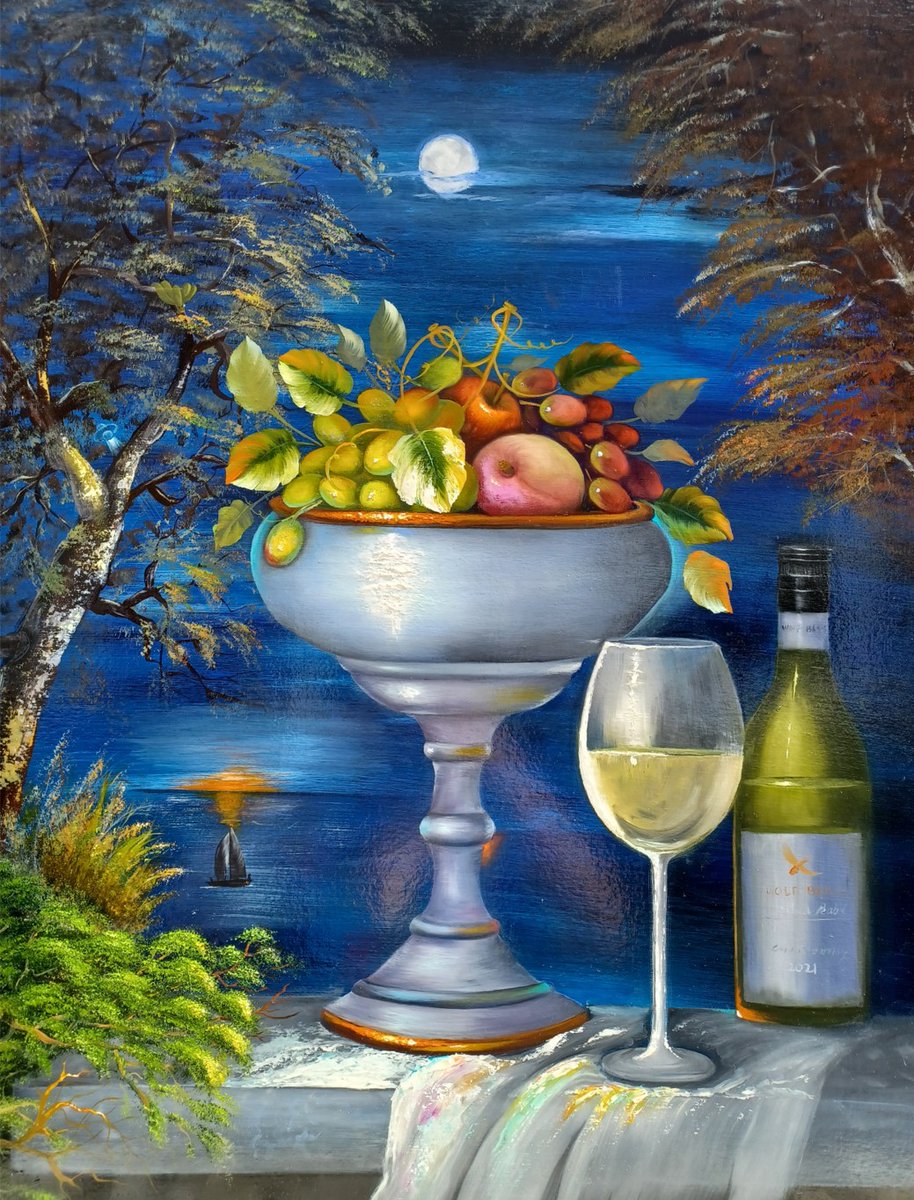 jiheakimartwork's tweet photo. A Toast to the Night – A moonlit banquet of fruits and wine set against a deep, cobalt landscape.
#Jiheakimartwork #JiheaKim #Southamptonartist #Hampshireartist #Britishartist #Oilpainting #Originalpaintings https://t.co/nvZYkTN6o6