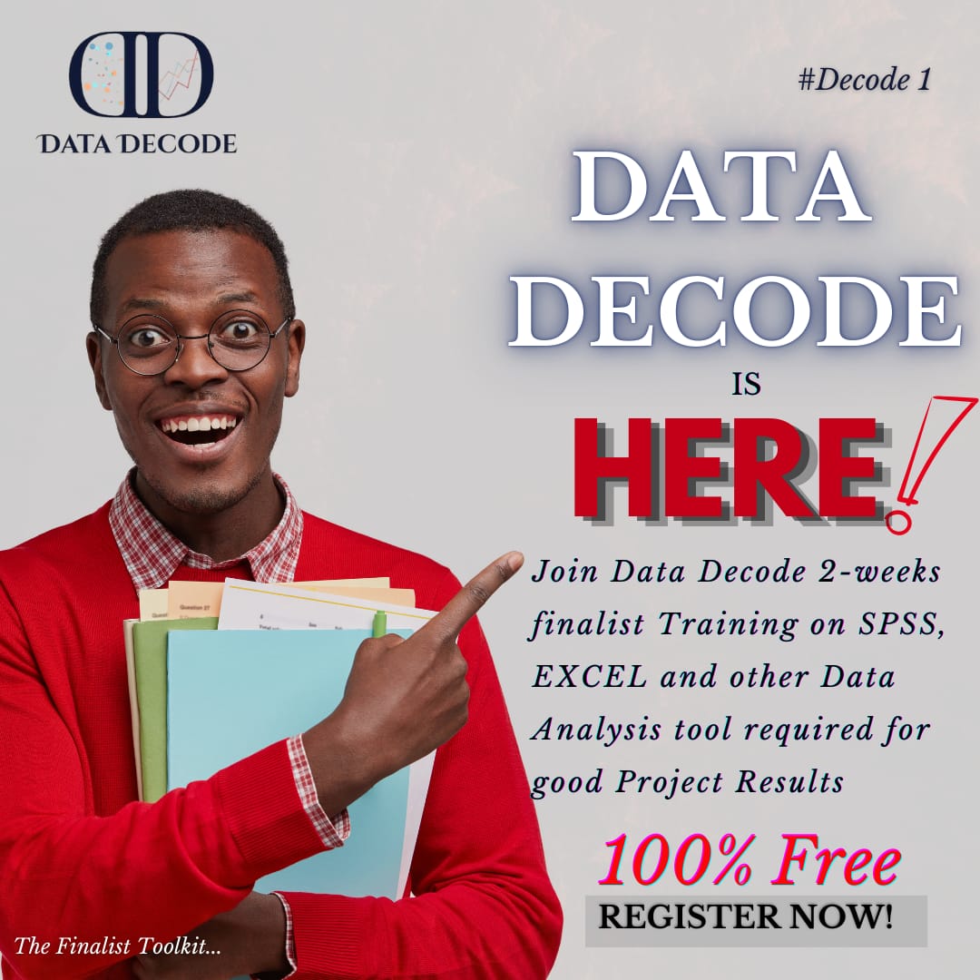DataDecode1's tweet image. 🎉 The Wait is Finally Over! 
Are you a final-year student or an aspiring researcher ready to level up your Research Data Analysis skills? 📊

Join our 100% FREE training and finally make sense of SPSS, Excel, and that tricky Chapter 4! 
Register here 👇 
docsanddecks.com/register-dd