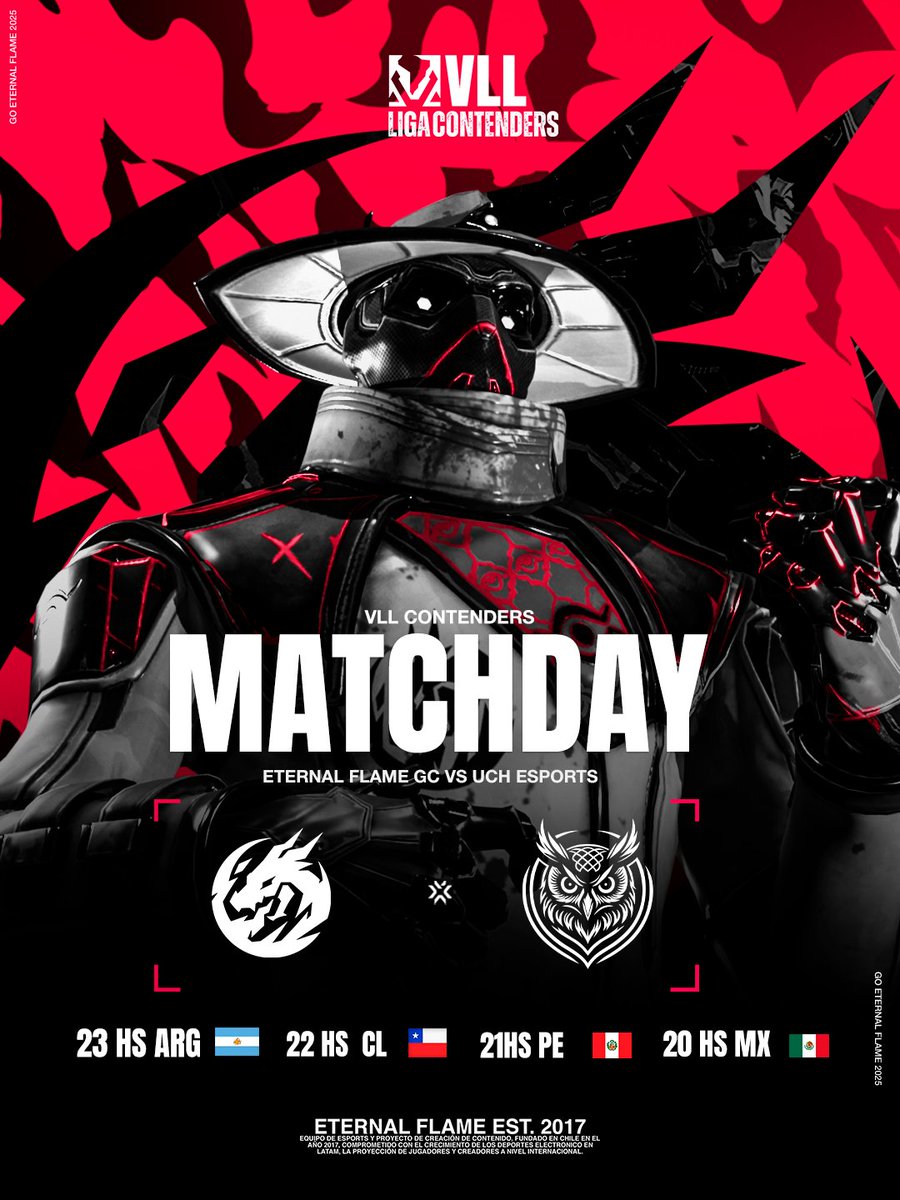Eternal Flame (@eternalflamecl) on Twitter photo 🔥Matchday nocturno vs <a href="/ValorantUCH/">Valorant UCH</a> por la tercera fecha de la <a href="/ValoLatamLeague/">Valorant Latam League</a>
📺twitch.tv/Eternalflamecl
🕘23:00🇦🇷🇧🇷| 22:00🇨🇱| 21:00🇵🇪| 20:00🇲🇽 🔥Matchday nocturno vs <a href="/ValorantUCH/">Valorant UCH</a> por la tercera fecha de la <a href="/ValoLatamLeague/">Valorant Latam League</a>
📺twitch.tv/Eternalflamecl
🕘23:00🇦🇷🇧🇷| 22:00🇨🇱| 21:00🇵🇪| 20:00🇲🇽