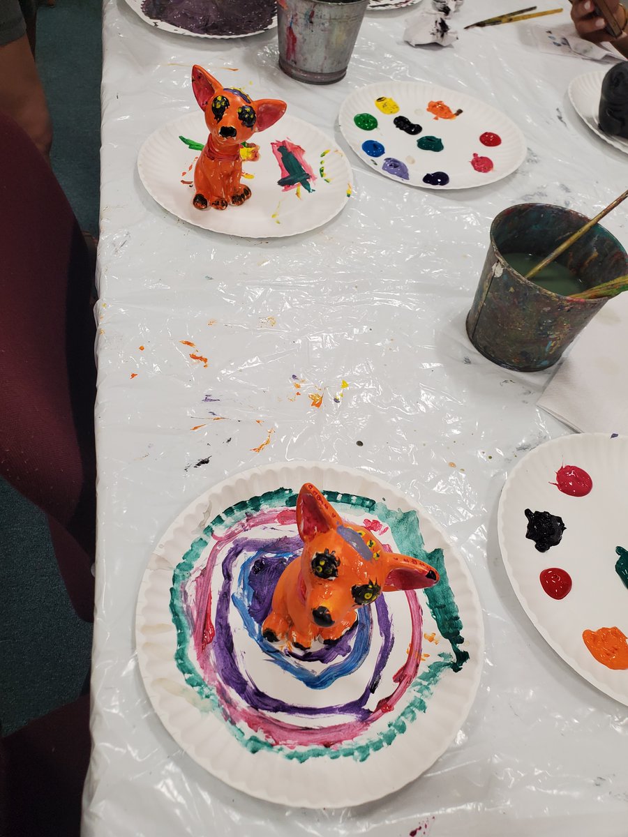 On Tuesday, July 29th, young painters ages 5-12 attended a painting class presented by Giggling Pig Art &amp; Party Studio.  Painting on ceramics was the theme of the class as seen from the photos. Check out their Website at: thegigglingpig.com