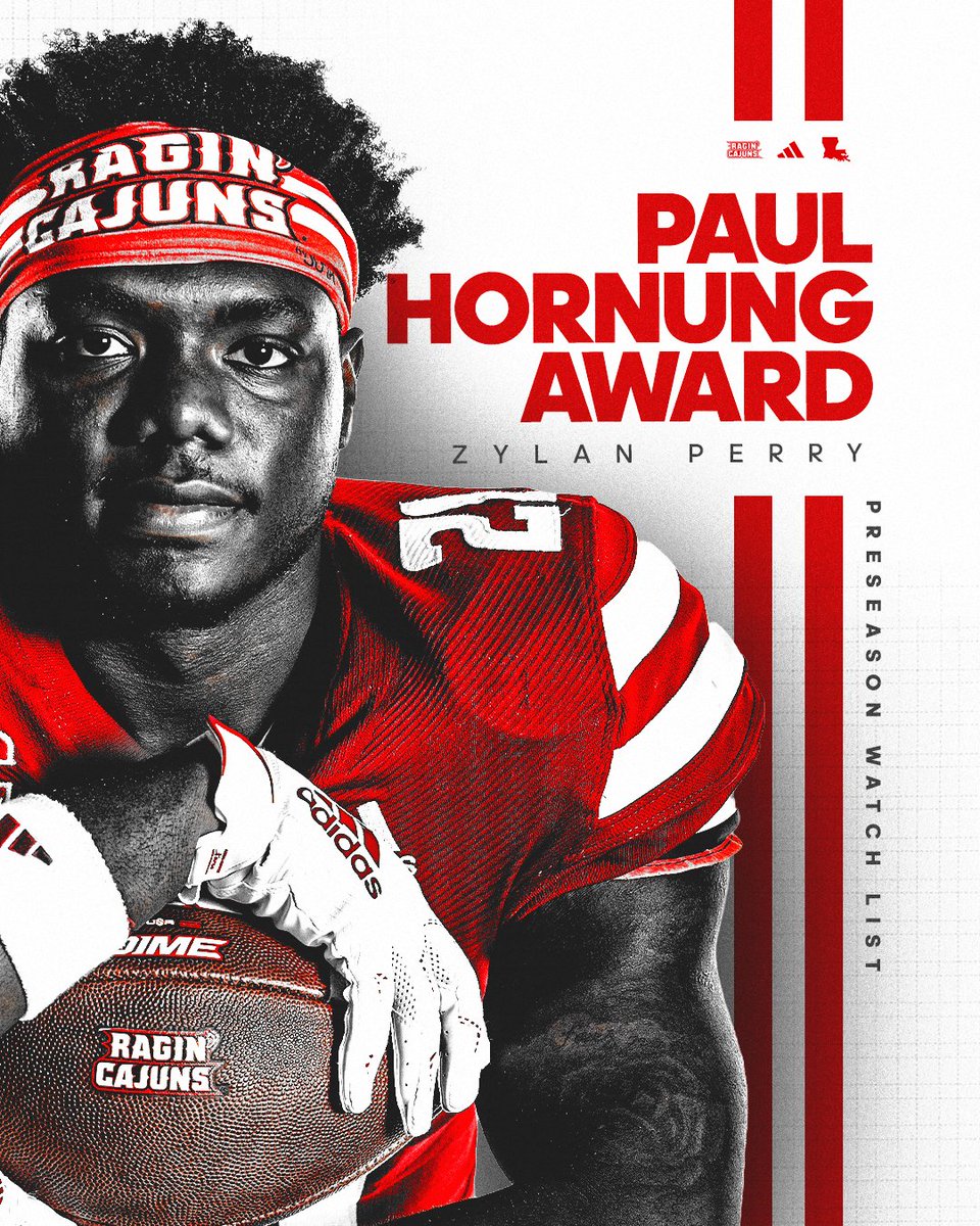 Louisiana Ragin’ Cajuns® Football (@ragincajunsfb) on Twitter photo From the backfield to the return game, there’s nothing <a href="/ZylanPerry/">Zylan Perry3️⃣</a> can't do as he's named to <a href="/hornungaward/">Paul Hornung Award</a> for the second time.
🔗 ragncaj.co/zun
#cULture | #GeauxCajuns From the backfield to the return game, there’s nothing <a href="/ZylanPerry/">Zylan Perry3️⃣</a> can't do as he's named to <a href="/hornungaward/">Paul Hornung Award</a> for the second time.
🔗 ragncaj.co/zun
#cULture | #GeauxCajuns