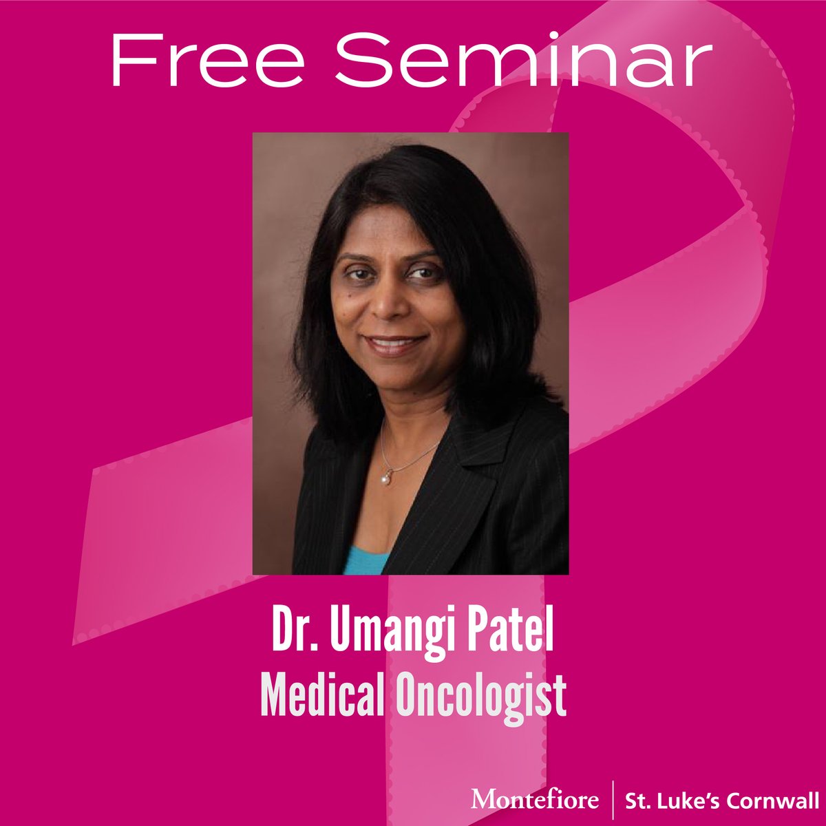 Take steps now to protect yourself against breast cancer.
In our upcoming seminar, Dr. Umangi Patel will discuss who should get screened for breast cancer, the different types of screenings, and the pros and cons of hormonal therapy.
Register today: bit.ly/MSLCBreastCanc…
