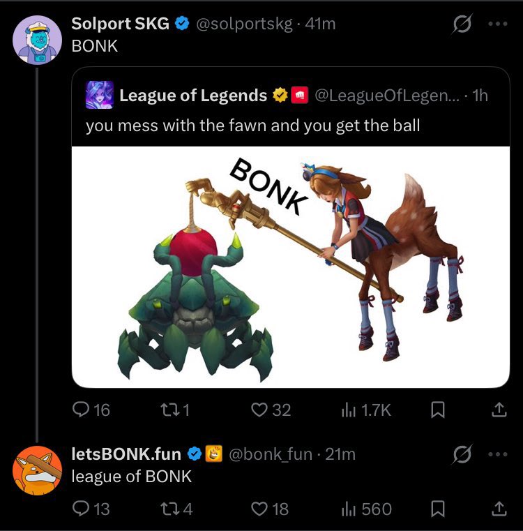 freesportsppv's tweet photo. We are early for an era of Bonk memes and League memes together. 
League of Bonk $LOB

Send it fam !

@theunipcs @SolportTom https://t.co/aGeUgF929X