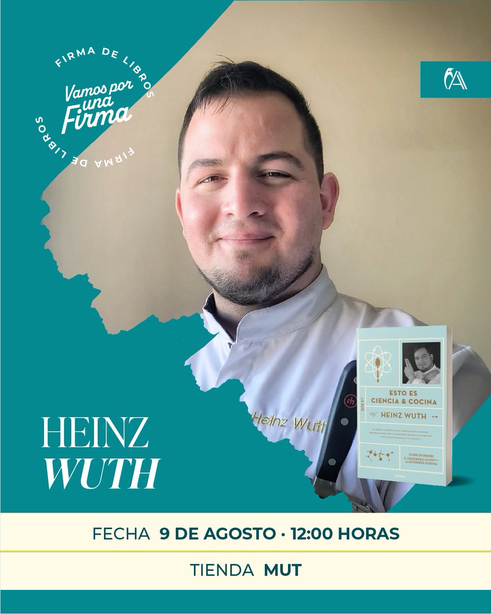 Penguin Chile (@penguinlibroscl) on Twitter photo Si quieres conocer al chef y divulgador Heinz Wuth y firmar su libro Esto es ciencia y cocina, acá te dejamos algunas alternativas 👉
2 de agosto 16 horas <a href="/trumanlibreros/">Truman Libreros</a> Apumanque
5 de agosto 12 horas <a href="/BuscaLibre/">BuscaLibre</a>
9 de agosto 12 horas <a href="/antartica_cl/">Antartica Libros</a> MUT Si quieres conocer al chef y divulgador Heinz Wuth y firmar su libro Esto es ciencia y cocina, acá te dejamos algunas alternativas 👉
2 de agosto 16 horas <a href="/trumanlibreros/">Truman Libreros</a> Apumanque
5 de agosto 12 horas <a href="/BuscaLibre/">BuscaLibre</a>
9 de agosto 12 horas <a href="/antartica_cl/">Antartica Libros</a> MUT
