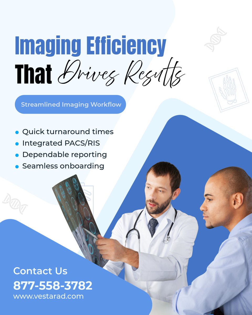 vestarad's tweet image. Faster reads mean faster care. Vesta’s streamlined imaging services improve efficiency without compromising accuracy, keeping your workflow smooth and patient care priority. #RadiologyWorkflow