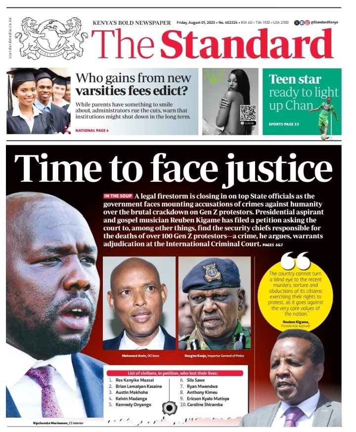 For God and country! I dedicate this front page optic to all we have lost in the struggle for a better Kenya together with their families!