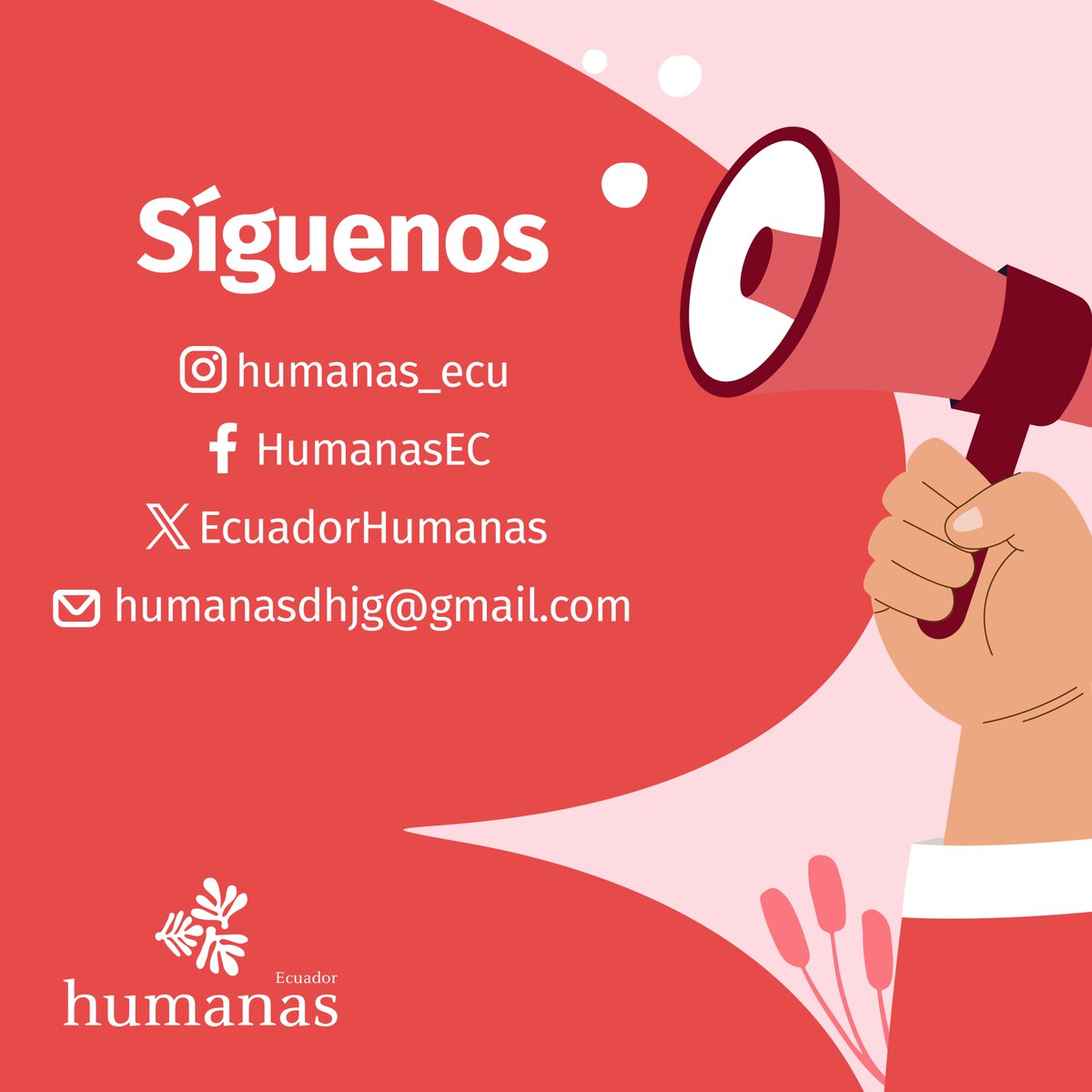 #HumanasEc
Amigas de Corporación Humanas Ecuador, las invitamos a todas a seguirnos en nuestras redes sociales ✊ Nos encontramos en la misión de visualizar el trabajo que venimos haciendo desde el 2006 😍😍😍
:
Síguenos y ayudamos a crecer ✊