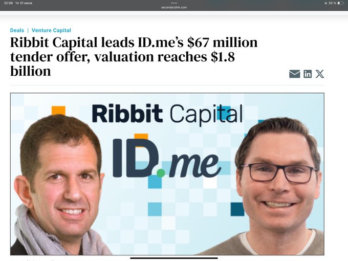 Ribbit Capital 和 ID.me 合作公告