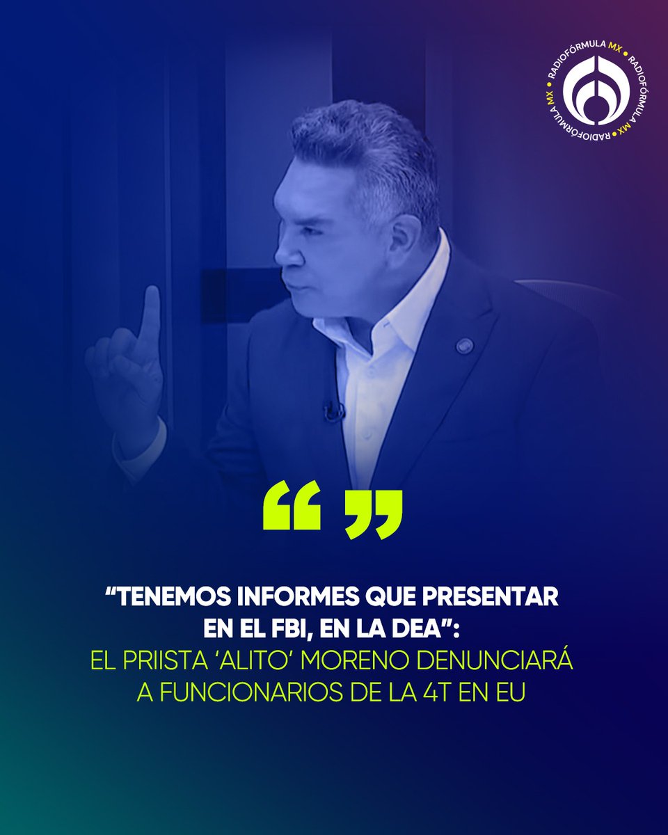 📣🇺🇸 ‘Alito’ Moreno (<a href="/alitomorenoc/">Alejandro Moreno</a>), dirigente nacional del PRI, se reunirá con autoridades de EU para presentar pruebas contra funcionarios de Morena. 🫵 “Tenemos informes que presentar en el FBI, en la DEA, de lo que está ocurriendo”, reveló.